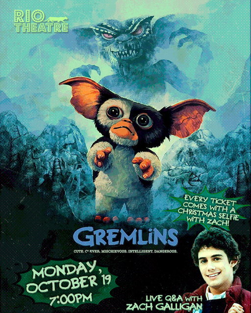 JUST ANNOUNCED! Join us at the Rio Theatre for a very special screening of Joe Dante’s classic 1984 horror-comedy GREMLINS, followed by a conversation with its star, actor Zach Galligan. 

Zach (who played Billy Peltzer in both the original film and its 1990 sequel, GREMLINS 2: THE NEW BATCH) will be on-hand following the film to chat about the iconic franchise, share memories and stories, and take your questions. The evening’s festivities will be hosted and moderated by Tanner Zipchen.

🍿Even better? Following the Q&A, every ticket-holder will have a chance to get a Christmas 🎅photo with Zach and Gizmo – so deck the halls and dust off your favourite seasonally-appropriate sweater!

"An ingenious, delightfully scary fairytale horror flick." (The Observer)

✅ Monday, October 19
7:00 pm

Info and tickets 🎫 riotheatre.ca

@zwgman @tannerzipchen 
#Gremlins #ZachGalligan #Gizmo #80sHorror #Vancouver #EastVancouver #VancouverEvents #CommercialDrive