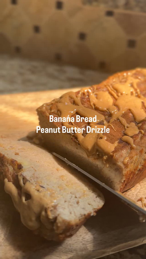 My daughter has become obsessed with helping me bake and this Banana Bread with Peanut butter drizzle is her #1 request!

2 ripe bananas
½ cup flour
2 scoops protein powder *I love @cleansimpleeats Vanilla 
1 cup whole milk
¼ cup unsweetened applesauce
2 eggs
1 tsp vanilla extract
1/4 tsp baking soda
3/4 tsp baking powder
1 tsp cinnamon pinch of salt

350 F
•mix your dry ingredients and wet ingredients separate, then combine. pour into a loaf pan lined with parchment paper. i topped mine with more sliced banana and cinnamon. bake for 45 minutes, or until the center is cooked through. remove from the oven and once slightly cooled serve with a drizzle of melted peanut butter!

Original recipe is from @alectreffs we just tweaked it with what we had on hand but it’s truly delicious! 

#bananabread #fall #fallbaking