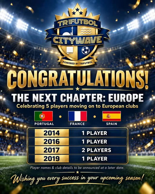 Congratulations to our five players moving on to European clubs in Portugal, France and Spain! 🇵🇹🇫🇷🇪🇸

We’re proud of you and excited for this next chapter. Wishing you every success, continued growth and an incredible upcoming season! 💙💛

Player names and club details will be released at a later date as it is in the best interest for all invovled