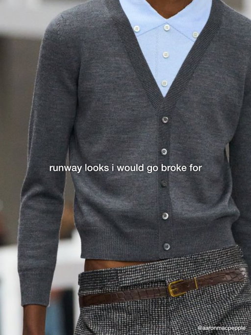which is your favourite?

vest over t-shirt combo is beautiful 

we peeping the back drop

00s neil barrett > most modern brands

who said navy and black don’t work

layering even in summer

me when I’m 50

love the long cuffs

my favourite dior look ever

need that jacket!