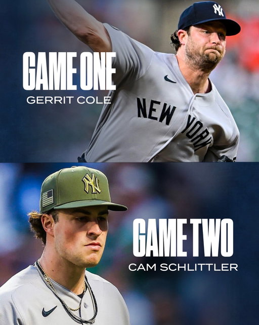 BREAKING: The Yankees have announced that Gerrit Cole & Cam Schlittler will start games one and two in Tampa Bay, beginning tomorrow night. 

Max Fried will go in game three which leaves Carlos Rodon as an option out of the bullpen heading into the series. #Yankees