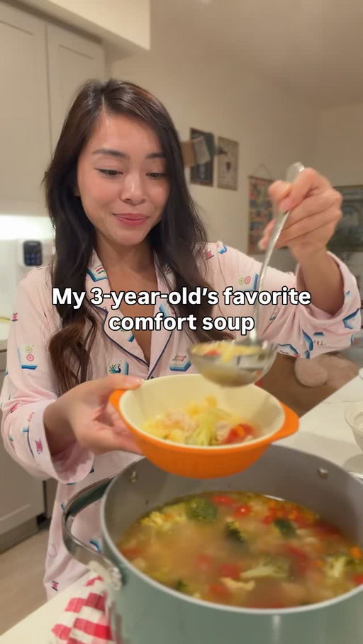 My go-to soup when we’re feeling under the weather 🍲🤍 My 3-year-old asks for this all the time, too!

It’s also perfect for cleaning out the fridge — whatever veggies you have, throw them in! Wrinkle tomato, wilty celery… it all works 😂 And if you only have frozen chicken breast, that works too!

Save this for the next sick days 💛
 Recipe below 👇🏼 

#chickensoup #easyrecipes #momlife #toddlermeals 

🍲 Cozy Chicken Noodle Soup

Ingredients:

* ½ onion
* 1 large potato
* 2 carrots
* 3–4 stalks celery
* 2 handfuls cherry tomatoes, halved (or tomatoes of your choice)
* Broccoli and/or spinach, optional
* 1 large or 2 small chicken breasts
* 1 cup pasta of your choice
* seasoning: 1 bay leaf, Oregano, Turmeric, Cayenne pepper, to taste
* Salt, to taste
* 1 large spoon of Better Than Bouillon Chicken Base
* Water, 1” over the ingredients

You can also use chicken stock or homemade chicken broth instead of water + bouillon.

Instructions:

1. Chop all the vegetables into small, bite-sized pieces.
2. In a large stock pot, add a little oil and sauté the vegetables one at a time, adding each vegetable to the same pot and letting it sauté for a few minutes before adding the next. I usually start with the onion, then add the potatoes, carrots, celery, and tomatoes. Season with a little salt as you go.
3. Once all the vegetables have been sautéed together, add the bay leaf, oregano, turmeric, cayenne pepper, and Better Than Bouillon.
4. Push the vegetables aside to make a little space in the center of the pot. Add the chicken breasts and sear them briefly on both sides.
5. Add water to cover everything. Bring to a boil, then reduce the heat and let it simmer for about 20 minutes, or until the chicken is cooked through.
6. Remove the chicken from the pot and add the pasta, along with the broccoli and/or spinach if using. Cook according to the pasta package instructions, usually about 8–10 minutes.
7. While the pasta is cooking, chop or shred the chicken into bite-sized pieces.
8. Add the chicken back into the soup and stir everything together. Taste and adjust the seasoning if needed.