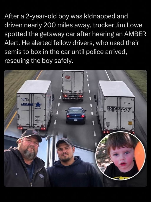 Amazing…. JUST AMAZING 🙌💙💛

Truck drivers on Interstate 24 assisted law enforcement in recovering a missing 2-year-old boy named Cael following an AMBER Alert. After recognizing the suspect vehicle described in the emergency broadcast, a commercial truck driver used CB radio communications to coordinate with nearby truck drivers on the highway. The drivers positioned their semi-trucks around the suspect’s vehicle to block its movement and safely box it in, preventing the driver from fleeing before police arrived. Law enforcement officers swiftly intercepted the scene, took the suspect into custody, and located the 2-year-old child inside the vehicle. Authorities confirmed that the young boy was rescued completely unharmed. The quick coordination among the truck drivers using CB radios proved crucial in bringing the AMBER Alert search to a safe resolution.

(via: @howeverythingworks )