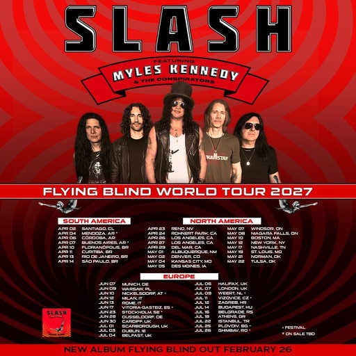 🚨 Announcing Flying Blind World Tour 2027 🚨 

We’re coming to a city near you! Get early access to tickets by signing up at the link in bio. 

Presale begins Wednesday, October 7th at 10 am local time.

Password: FLYINGBLIND

Public Onsale: Friday, October 9th at 10 am local time. 

*more dates/cities to be announced soon. 

#slashnews #gibsonrecords
