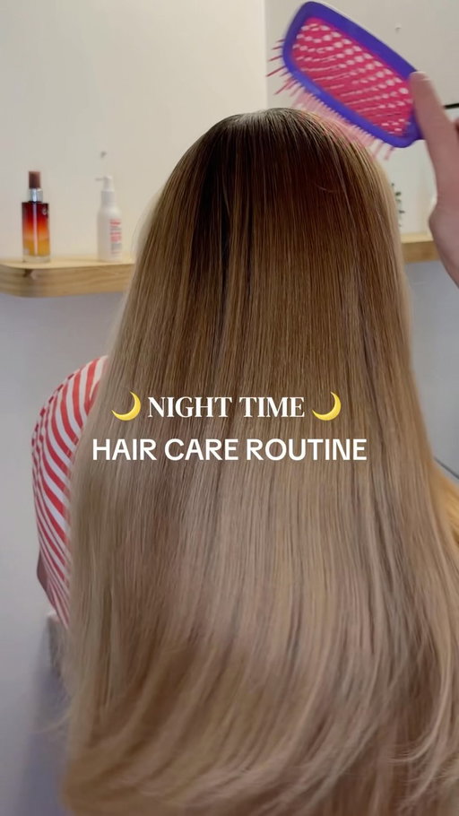Night time routine for healthy hair 🩷 #haircare #hairgrowth #haircolor #hairroutine #hairoftheday
