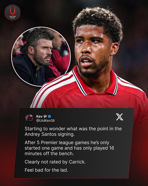 Five Premier League games in and only ONE start for Andrey Santos. After spending £50m on him, what exactly was the plan behind the signing... 🧐

Does Michael Carrick simply not trust Andrey Santos, or has the midfielder not done enough to earn more minutes?! 🤔

#ManUnited #AndreySantos #MichaelCarrick #UnitedView
