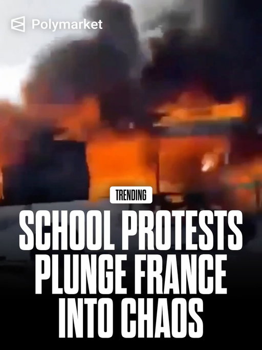 High-school protests across France over long hours, teacher shortages and deteriorating facilities have escalated into what the government called “urban violence.”

Around 900 demonstrations, blockades and incidents were reported nationwide, forcing more than 160 schools to close and prompting some classes to move online as Prime Minister Sébastien Lecornu convened a crisis meeting.

Traders predict only a 3% chance Macron will be out as French President this year.