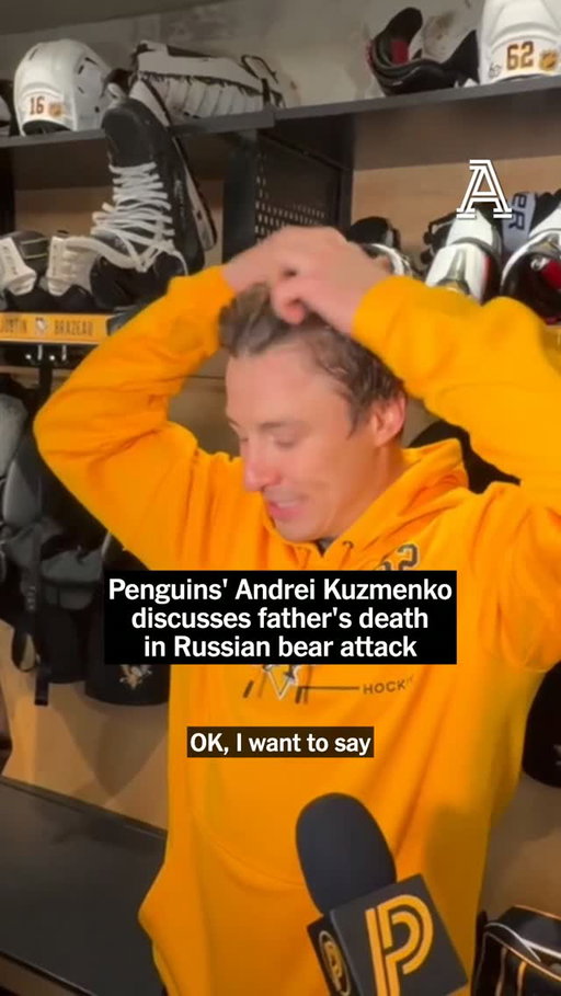 Andrei Kuzmenko spoke to reporters about losing his father in a bear attack in Russia and the meaning behind his decision to wear No. 62.