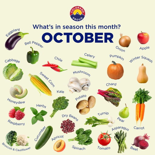 Ahhhhh, sweet cozy Fall is here! 🍂 Think: slow cooker recipes, savory soups, and pies baked with local fruits. Looking for the Colorado Proud logo when you shop  is a simple way to support the local businesses who keep our state fed through every season.

Download the produce calendar via 🔗 in bio