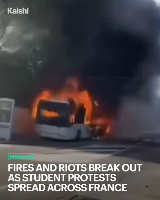 Hundreds of schools have closed across France as student protests over teacher shortages, overcrowding and school conditions escalated into fires, clashes and mass arrests.

Traders give Marine Le Pen a 49% chance of winning the French presidential election.