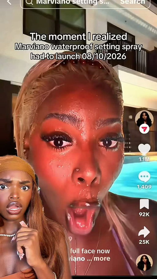 Transfer and waterproof setting spray?? @_marvella___ @marvianocosmetics #chelseamadison #viralmakeup #waterproofsettingspray