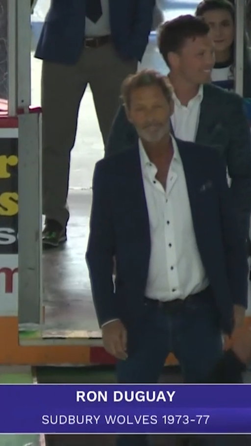 A Wolves legend returns to the Den 🐺

The @sudburywolvesohl are celebrating former captain Ron Duguay who was joined at centre ice for a ceremonial puck drop by Joe Bowen, former teammates, family and friends.