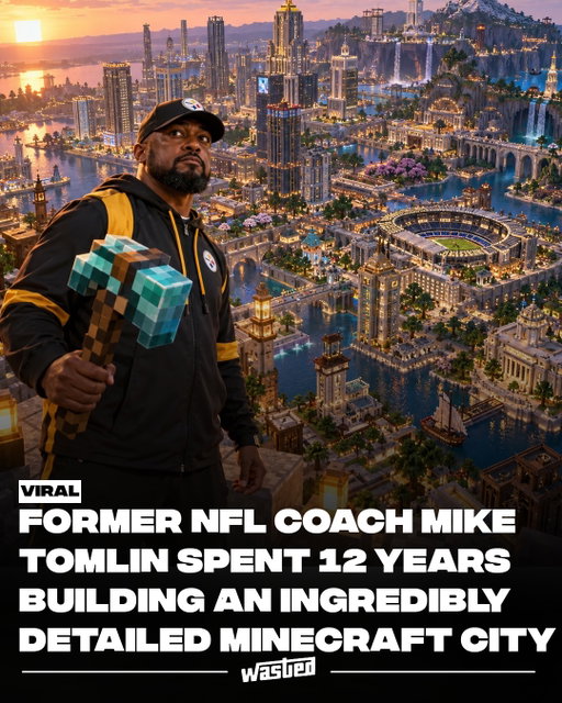 Mike Tomlin has a Minecraft city with luxury apartments, stadiums and a hotel hiding an underground speakeasy.

The former Steelers coach spent more than 12 years building it in Creative Mode after his kids introduced him to the game. His first video tour reveals how much attention went into the interiors, from a hotel spa to apartments with multilevel aquariums. Entire neighborhoods and rooftop hangouts fill out the city, with more of the build still to show.