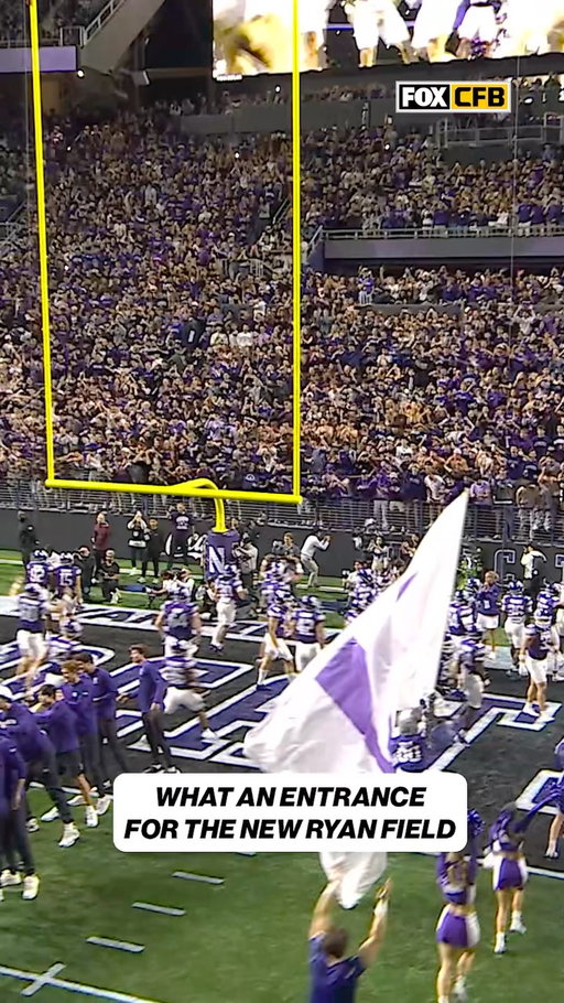 @nufootball makes its FIRST entrance at the new Ryan Field 🏟️