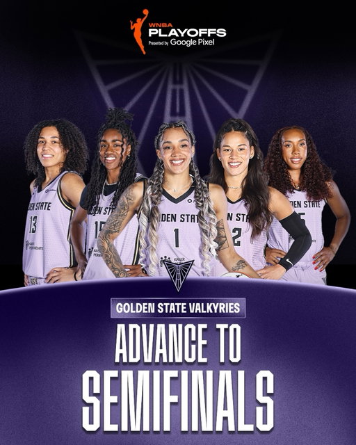 THE @valkyries CLAIM THE FINAL SPOT IN THE SEMIS 🏀

The Golden State Valkyries advance after defeating the Dallas Wings 2-1 in the First Round.

2026 WNBA Playoffs presented by @googlepixel