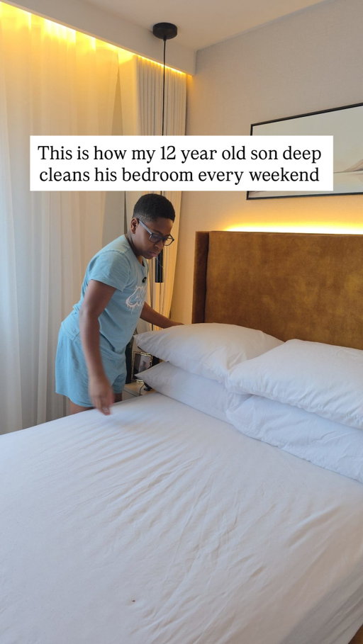 My 12 year old son’s weekend cleaning routine (Bedroom Deep Cleaning)

Who says that because we’re raising our children abroad, we have to choose between giving them a happy childhood and teaching them responsibility?

Especially for us immigrant parents, I think it’s time we break the stereotype that “letting kids be kids” means doing everything for them or allowing them to grow up without structure.

Teaching your child to make their bed, tidy their room, put things away and take responsibility for their space doesn’t take away from their childhood. If anything, it teaches them independence, discipline and life skills they’ll carry with them long after they leave home.

Because honestly, children will happily sleep in their own mess if we let them 😂. They don’t always know better, we have to teach them.

And I’ll be the first to admit it… I’m a lazy mum 😂. The last thing you’ll catch me doing is tidying my children’s rooms when they are perfectly capable of doing it themselves.

In fact, they probably do it better than I do! 😂

Raising capable children isn’t about taking away their childhood. It’s about preparing them for life

Vacuum @sharkhomeuk 
Beddings @dunelmuk 
Glass cleaner @elbowgreaseuk
Designer @interiordesignwithdidi 

#ParentingWithPurpose #RaisingIndependentKids #KidsAndChores #IntentionalParenting #MumLife