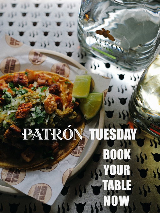 EVERY TUESDAY IN OCTOBER

Patrón Tuesday:
Get a Patrón cocktail and choose the complimentary 🌮 

🗓️ 06.10
🗓️ 13.10
🗓️ 20.10
🗓️ 27.10
⏱️ 5 - 10pm

☎️ As per usual, Satan recommends you to BOOK YOUR TABLE the earlier the best to avoid disappointment, because when the food is gone, TIS GONE.