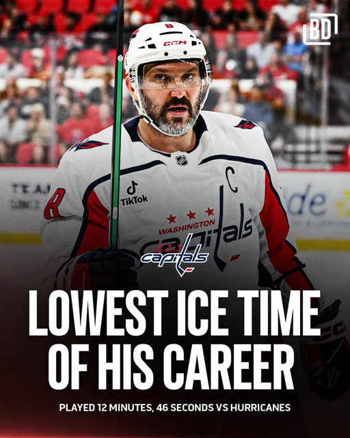 Alex Ovechkin saw the least amount of ice time of his career (excluding games he was injured/ejected) in Washington’s 5-2 win over Carolina 😳

(H/T sammisilber/X)