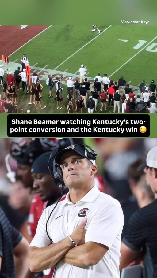 Shane Beamer just stood there and watched as Kentucky completed an INSANE comeback in Columbia 😳

South Carolina led Kentucky by 17 points in the second quarter and looked like it was finally going to get back on track.

Instead, the Gamecocks completely let it slip away.

Kentucky battled all the way back, forced overtime and then went for the WIN after answering South Carolina’s touchdown.

The Wildcats converted the two-point conversion to win 35-34, and Beamer stood on the sideline with his hands on his hips for nearly 10 seconds just watching the celebration unfold.

It was the largest road comeback in Kentucky program history.

For South Carolina, it was another brutal chapter in what has quickly become a nightmare season.

The Gamecocks are now 2-3 overall, 0-3 in the SEC and have lost EIGHT straight conference games dating back to September 2025.

It was also the seventh time since 2022 that South Carolina has lost a game after leading by double digits.

Afterward, Beamer was asked if he still felt like he had the support of the administration and said they have been “super supportive” of him throughout the struggles.

And if South Carolina did decide to make a change, it wouldn’t be cheap. Beamer’s buyout would reportedly be $22.55 MILLION if he were fired by Dec. 1.

From up 17 to watching Kentucky celebrate a walk-off win in your own stadium.

Absolutely brutal way for this one to end for Shane Beamer and the Gamecocks. 😬

Video attribution: Jordan Kaye 

#collegefootball #cfb #cfb26 #cfb25