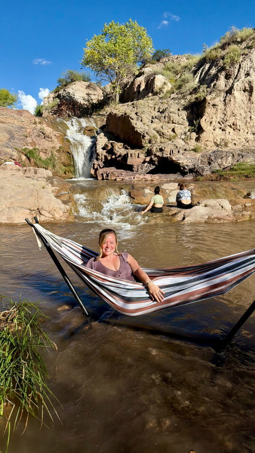 I would drive three and a half hours from Santa Fe for this massage next to a waterfall, just 20 miles outside of Alamogordo, New Mexico, without hesitation.

Tularosa Falls (@tularosafalls) is a 25-foot waterfall that runs all year, located in a canyon in Tularosa. A local family bought the land and has been building it into an RV resort and campground by hand. Waterfall day passes and some camping spots are already available, weekends only for now. 

I visited twice recently while in Alamogordo. On the first day, our group swam in the pool below the falls and relaxed. 

On the last day, as most of our group made their way back home, @amytischler and I went back to the falls for a massage. While she got her massage, I relaxed in a hammock under the cottonwoods, listening to the water. And it was seriously worth the wait. One of the best massages of my life!

Good to know: it’s private and reservation-only. Day passes, camping, and massages are booked through the link on their Instagram, and passes go fast.

Save this for your next trip to southern New Mexico!