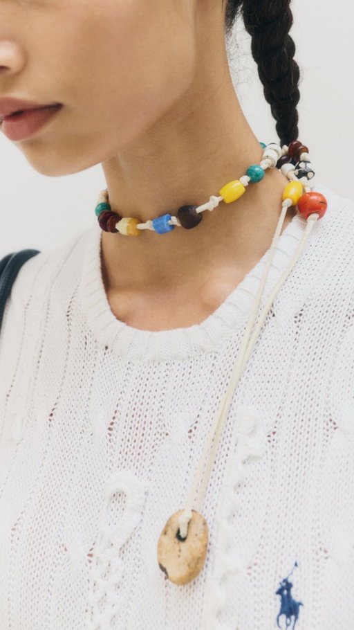A fresh take on the classics: Polo shirts and cable-knits meet crafted details and vibrant color in the women’s #PoloRalphLauren Spring 2027 collection, presented at #ParisFashionWeek.
 
Styled with jewelry by Piki Wadsworth (Diné/Hopi), Leon (Diné/Navajo) & Val Martinez (San Felipe Pueblo & Zuni Pueblo), and T.Skies as part of Ralph Lauren’s Authentic Makers program.
 
Featuring an Indian Madras scarf, woven in lightweight cotton fabric sourced from the Madras region.
 
#PoloRLStyle
