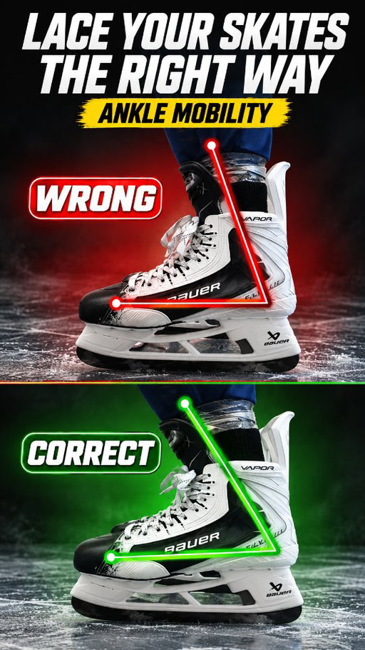 Your skates might be blocking your ankle mobility. 👀⛸️

Same skates - Different lacing ...

Unlace the top 2 eyelets, follow the steps in the video, then tighten the laces and test how far your knee can move forward.

Try both versions on the ice. Which one feels better for you — WRONG or CORRECT? 👇

Save this for the next time you lace up.

#HockeySkills #SkatingSkills #HockeySkates #SkateLacing #AnkleMobility HockeyTraining