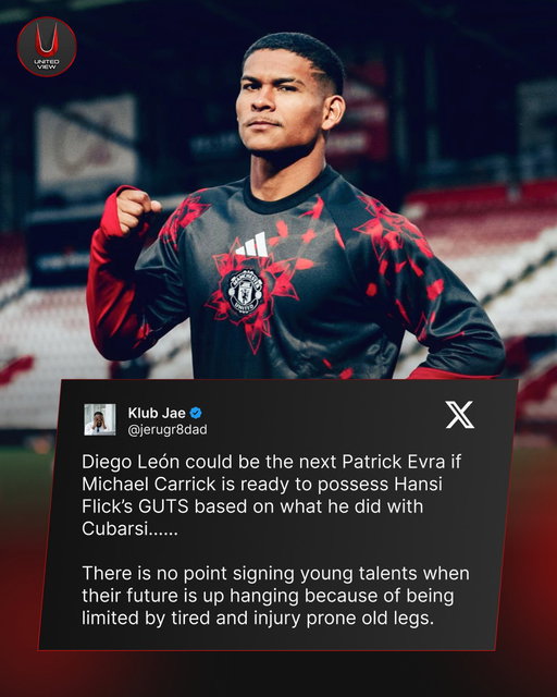 Do Man United need to spend HUGE money on a new left-back, or should we TRUST Diego León and Harry Amass? 🌟

Both need minutes to develop, but Carrick has been reluctant to use them...

Is it time to give the youngsters a 𝐑𝐄𝐀𝐋 opportunity? 🤔

#ManUnited #DiegoLeon #HarryAmass #MichaelCarrick #UnitedView