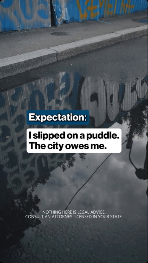 The assumption that the city automatically pays when someone slips on a wet surface is one of the most common misconceptions in New York personal injury law, and it leads a lot of people to either abandon valid claims or pursue ones that will not survive.

New York courts require plaintiffs in cases against the city to establish prior written notice of the defective condition before liability can attach. For natural accumulations of rainwater, that standard is especially difficult to meet because courts have generally treated rain as a foreseeable condition the city cannot be expected to preemptively address everywhere it falls.

Where cases do succeed is when the hazard goes beyond ordinary rain. A broken drain that funnels water onto a walking surface, a recurring flooding condition the city has been notified about, or a defect that causes water to accumulate in an area where it would not otherwise pool are all situations where prior notice can be established, and liability can follow.

Ribowsky Law handles slip and falls, premises liability, car accidents, and personal injury cases across all 5 boroughs of New York City.

Free consultation: (718) 659-5333.