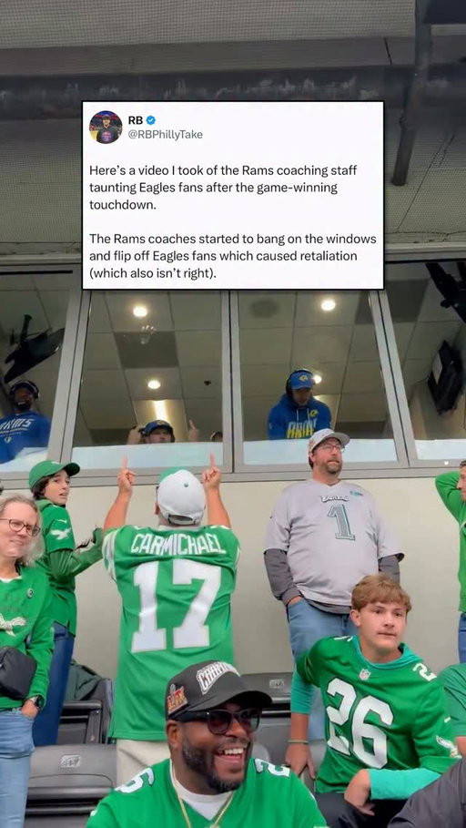 Rams coaches and Eagles fans exchanged middle fingers after the Rams took the late lead 

(via @rbphillytake)

#eagles #rams #football #nfl #sports