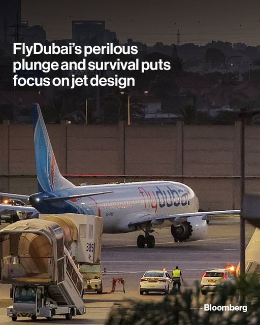 The aftermath of the near-catastrophic FlyDubai flight that miraculously ended with a safe landing has largely focused on the desperate fight between the two pilots and the heroic effort by passengers and a reserve crew to stabilize the plunging jetliner.

But the performance of the aircraft itself also appears to have defied the odds, given the Boeing 737 Max plummeted almost vertically at one point as the two men battled for control of the cockpit. Tap the link in bio for more.

📷: Jack Guez/AFP/Getty Images