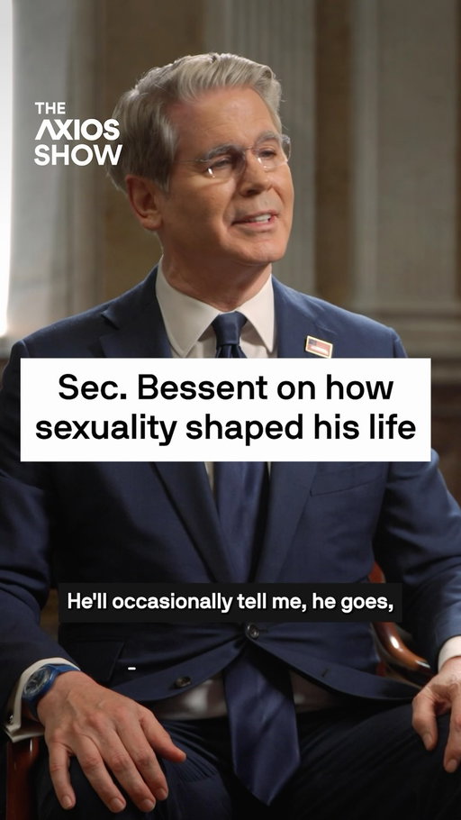 Treasury Secretary Scott Bessent tells @mikeaxios on The Axios Show how President Trump jokes with him about women wanting an introduction:

“He’ll occasionally tell me: ‘You’re breaking Melania’s friends’ hearts. They see you on TV and they want an intro, and we have to break the news to them.’”

👀 Watch the full episode on YouTube or X.