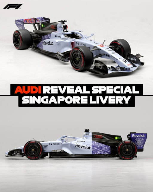 Ready to sparkle in Singapore ✨

Audi reveal a special livery for this weekend's night race 🌃

#F1 #Formula1 #SingaporeGP @audif1