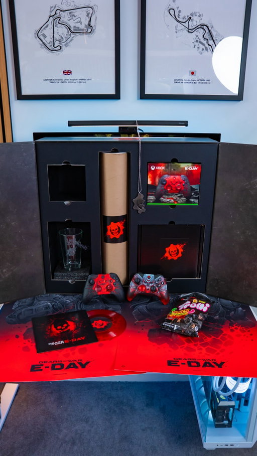 Unbox this epic Gears of War E-Day package with me 💪🏻

I missed out on the Gears of a war E-Day collector’s edition which I was gutted about, but @xboxuk sent me something just as cool, this surprise package 👀

With 2 Gear of War controllers, a stunning vinyl with 2 sounds from the soundtrack, a broken COG tag necklace, Liquid Death x Gears glass, 2 posters and some spicy sweets, this is one of the coolest packages I’ve received 😏

Thank you @xboxuk @gearsofwar for sending this to me, what do you think was the coolest part? 🎮

#gearsofwar #gaming #gamerlife #unboxing #collectorsedition