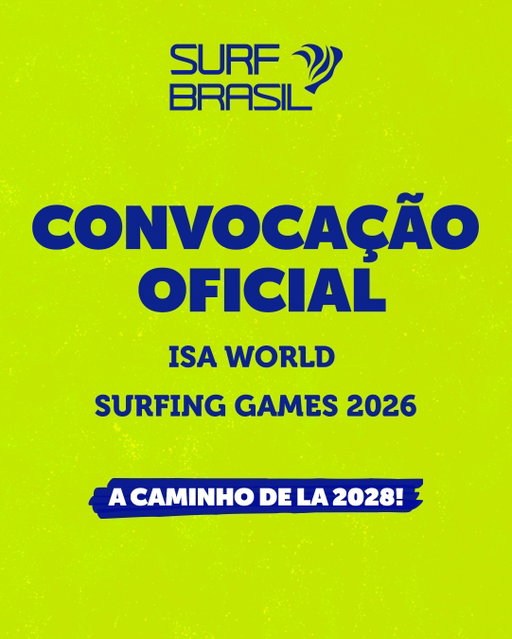 O caminho para Los Angeles começa agora 🇧🇷

Está convocada a equipe que vai representar o Brasil no ISA Games 2026, a primeira grande parada do nosso ciclo olímpico rumo a Los Angeles 2028.

É hora de vestir a camisa, competir pelo Brasil e começar a construir mais um capítulo da nossa história no surf mundial.

Boa sorte, Seleção! Vamos juntos pelo surf brasileiro 🇧🇷