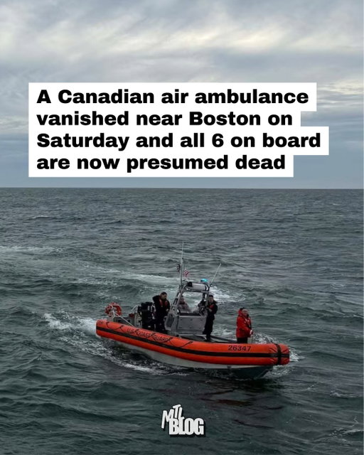 A Canadian air ambulance carrying six people vanished while flying from Bermuda to Boston early Saturday, and the U.S. Coast Guard has now suspended its search. 

Debris from the jet was found about 32 km off the coast of Nantucket after crews searched more than 7,000 km.

The pilot had reported electrical problems and declared an emergency, with air traffic control audio indicating the plane was "coming in blind." 

The Hamilton, Ontario-based medical evacuation company says all six people on board — two Canadian pilots, two Canadian medical staff, a Bermudian patient and their family member — are now presumed dead.

Everything else we know so far at the link in the @mtlblog bio.

📸: United States Coast Guard | Handout/The Canadian Press