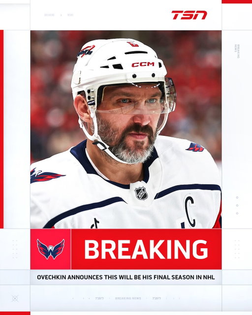 🚨 OFFICIALLY OVECHKIN’S FINAL YEAR 🚨

Alex Ovechkin has announced that the 2026-2027 season will be his final one in the NHL. The Great 8 also released a statement to the fans following the announcement.