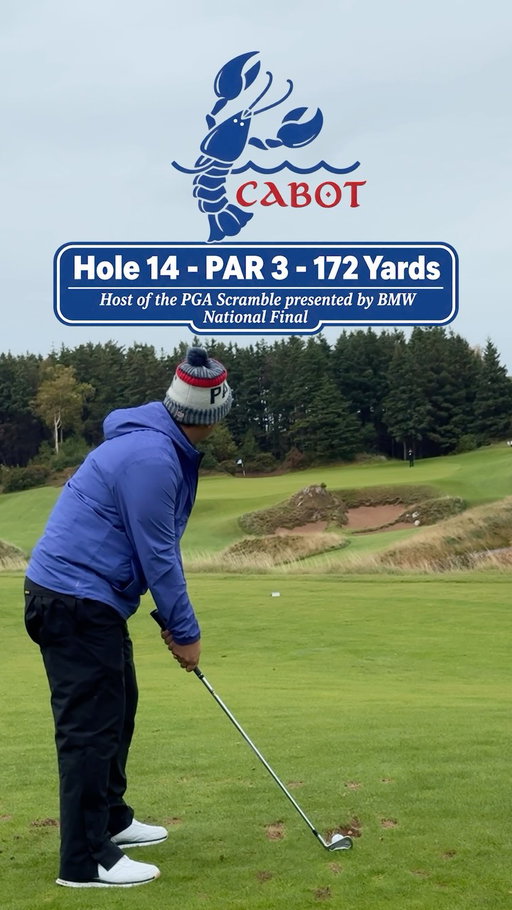 Let’s play the 14th hole on the Cliffs course at @cabotcapebreton, the number one ranked course on the @scoregolf rankings. The course is hosting the @pgascramble presented by BMW National Final this week and this hole also features the @michelobultracanada closest to the pin competition #Golf #CanadianGolf #CabotCapeBreton #NovaScotiaGolf #PlayAHole