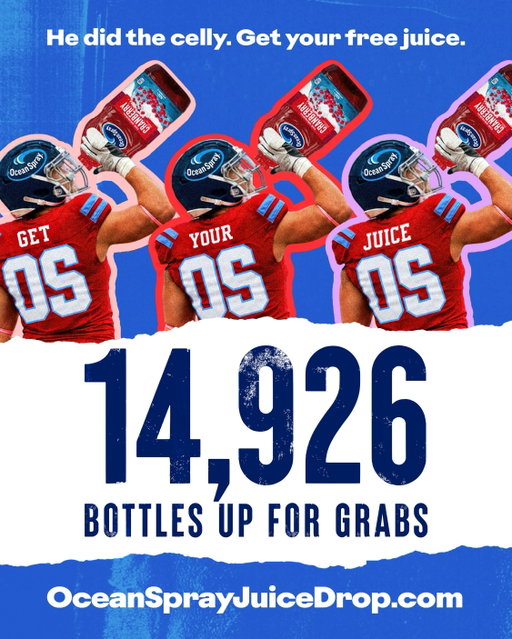 A deal’s a deal. I brought back the Juice celly, and now @oceansprayinc is giving away 14,926 bottles of juice at OceanSprayJuiceDrop.com  #OceanSprayPartner