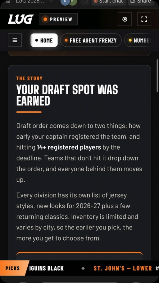We got the LUG JERSEY DRAFT site before GTA VI 😮‍💨😮‍💨😮‍💨 EXCLUSIVE to registered LUG players🔒💦🚂