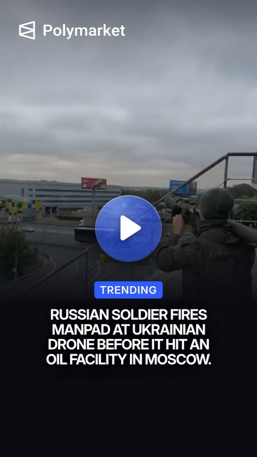 A video circulating online appears to show a Russian soldier firing a shoulder-launched missile at an incoming drone near oil infrastructure outside Moscow.

The footage shows the missile launch, followed by a burning object falling in the distance near residential buildings.

The clip has been presented as a successful interception before a possible refinery strike, but the date, exact location, intended target and final outcome have not been independently confirmed.

Traders predict a 60% chance there will be Russia X Ukraine peace talks before 2027.