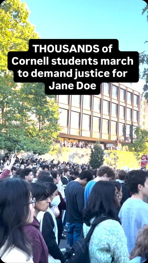 Students at Cornell are demanding justice for Jane Doe and all survivors, and accountability from the administration. 

They are demanding that Cornell:
1. Expel and revoke degrees for all perpetrators complicit in the gang rape of Jane Doe
2. Rewrite Policy 6.4 to require independent hearings and minimum sanctions for sexual assault 
3. Allow an external investigation of Cornell’s administration and the return of an independent judicial system 
4. Provide mandatory sexual assault prevention trainings for students and trauma-informed trainings for Cornell Police 
5. Comply fully with New York state’s “Enough Is Enough” Law