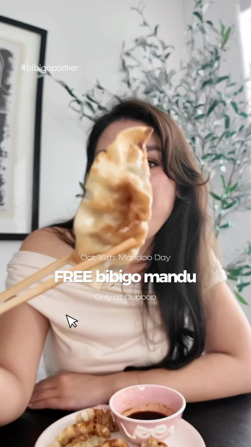 🥟 FREE Dumplings! Save the Date: Oct. 16th ...this is happening only at @cupbop! #bibigopartner #cupboppartner 

You won’t want to miss this! 

Special offers: 
🥟 1 free bibigo™ Beef Mandu for customers who say “Mandoo Juseyo”
🥟 3 free bibigo™ Beef Mandu for customers who order 3-pcs Chicken Mandoo from Cupbop’s existing menu
🥟 Limited edition bibigo™ x Cupbop plushie keychain for customers who “Make it a meal”, while supplies last! 

@bibigousa #MandooDay