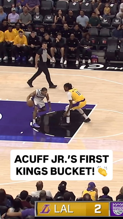 No. 7 pick @dariusacuff5 scores his FIRST BUCKET in his preseason debut with the @sacramentokings! 👏 LAL-SAC | LIVE NOW on NBA TV