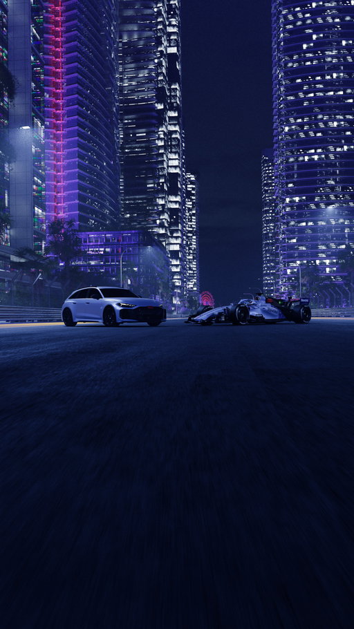 Two shapes, one DNA. United by a shared color concept inspired by Singapore’s illuminated night sky, the Audi R26 brings its racing soul to the Marina Bay circuit, while the new Audi RS 5 takes it to the street for its Asian premiere.⁣
⁣
#Audi #WeRaceForProgress #RS5 #SingaporeGP⁣
-----⁣
Audi Revolut F1® Team. Powered by Audi ​ ⁣
Audi RS 5 Avant: Fuel consumption combined (weighted) in l/100 km: 4.5-3.9; Power consumption combined (weighted) in kWh/100km: 18.7-17.8; CO₂ emissions combined (weighted) in g/km: 102-88; CO₂ class combined (weighted): C-B; Fuel consumption with discharged battery in l/100 km: 10.2-9.6; CO₂ class with discharged battery: G. Special edition foiling is not available for purchase.​ Closed course, professional driver. Do not attempt.⁣