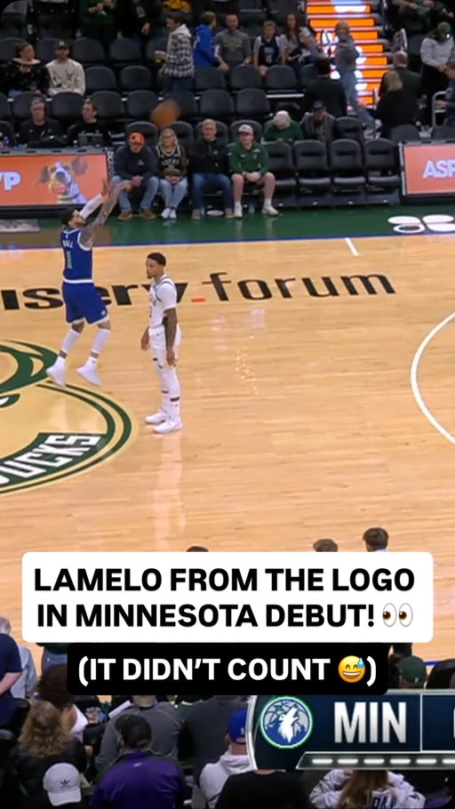 It didn’t count… but @melo drilled it from the logo 2 SECONDS into his @timberwolves preseason debut 😂