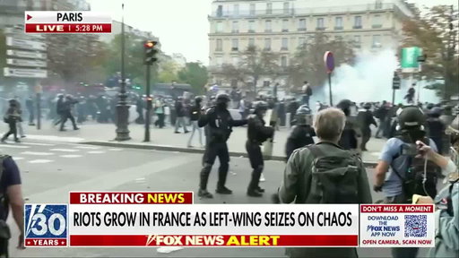 BREAKING: Protests in France spiral into chaos in the streets as riot police deploy tear gas and crowds clash with authorities.

Harris Faulkner reacts as the scene unfolds live, saying the unrest has moved beyond demonstrations over schools and teachers and turned into a "free for all."