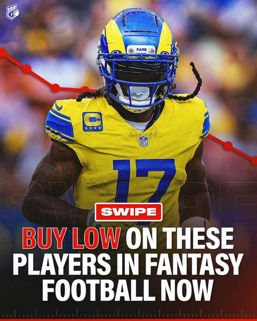 BUY LOW on these players in Fantasy Football now! 📈

Thoughts? 👀

Follow @domainfantasyfootball for more Fantasy Football content!

Bears RB D’Andre Swift
7.4 Fantasy Points in Week Four

Jets WR Garrett Wilson
5.7 Fantasy Points in Week Four

Rams WR Davante Adams
5.6 Fantasy Points in Week Four

Jags RB Bhayshul Tuten
11.1 Fantasy Points in Week Four

Packers WR Matthew Golden
11.7 Fantasy Points in Week Four

Patriots WR A.J. Brown
DNP in Week Four

Eagles TE Dallas Goedert
DNP in Week Four