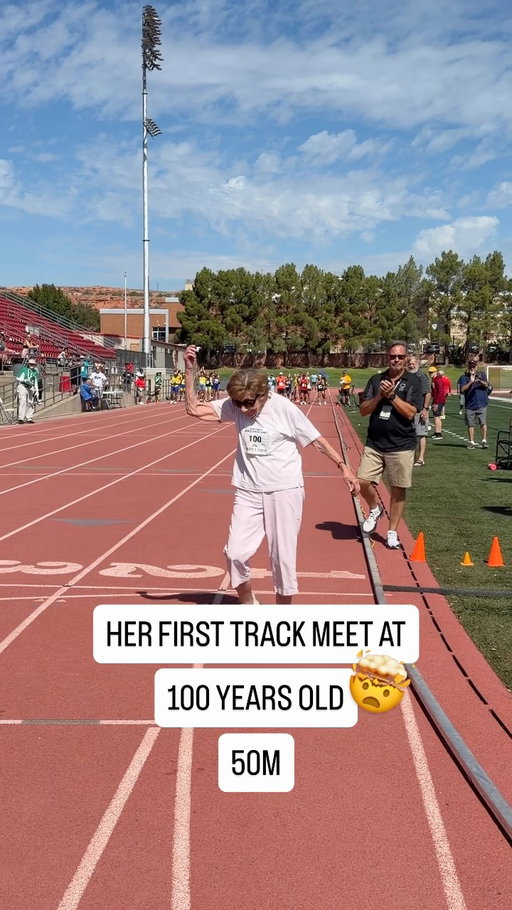Alta Pierson at her first Track Meet at 100 YEARS OLD🤯

50M with a time of 1:06:61

A HUNTSMAN WORLD SENIOR GAMES RECORD🥇

#huntsmanworldseniorgames #theseniorworldchampionships #activelife #stgeorgeutah #trackandfield