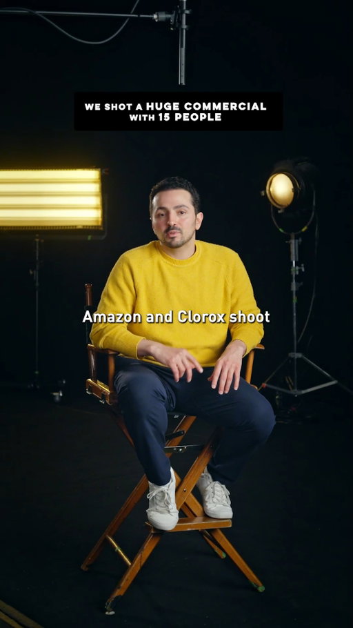 A bigger crew doesn't guarantee a better commercial. 

Brands and creative agencies often assume premium video production requires massive headcount. 

On this Amazon and Clorox set, a 15-person crew and a two-camera Steadicam setup delivered the exact dynamic result a bloated crew would have. 

Production value should serve creative value.