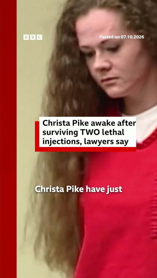 Christa Pike's lawyers have said her recovery is "medically unprecedented", after revealing the US death row inmate is now "conscious and speaking" after surviving a failed execution attempt in the state of Tennessee last week.
 
Authorities have not yet said whether they will try again to execute Pike. They have also not offered an explanation for what went wrong.
 
Tap the link in @BBCNews's bio for the latest on this developing story.
 
#ChristaPike #BBCNews